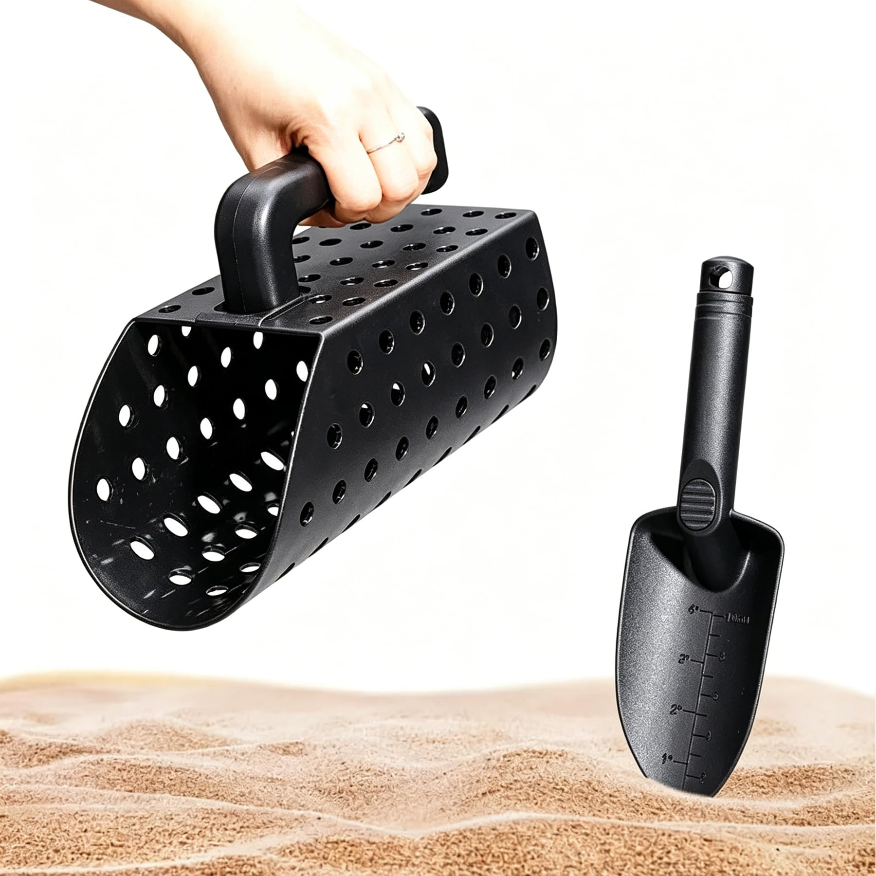 Pelle à Sable Détection Métaux, Pelle Tamis Plage Portable, Détecteur de Métaux Ultra-Léger en Acier Inoxydable