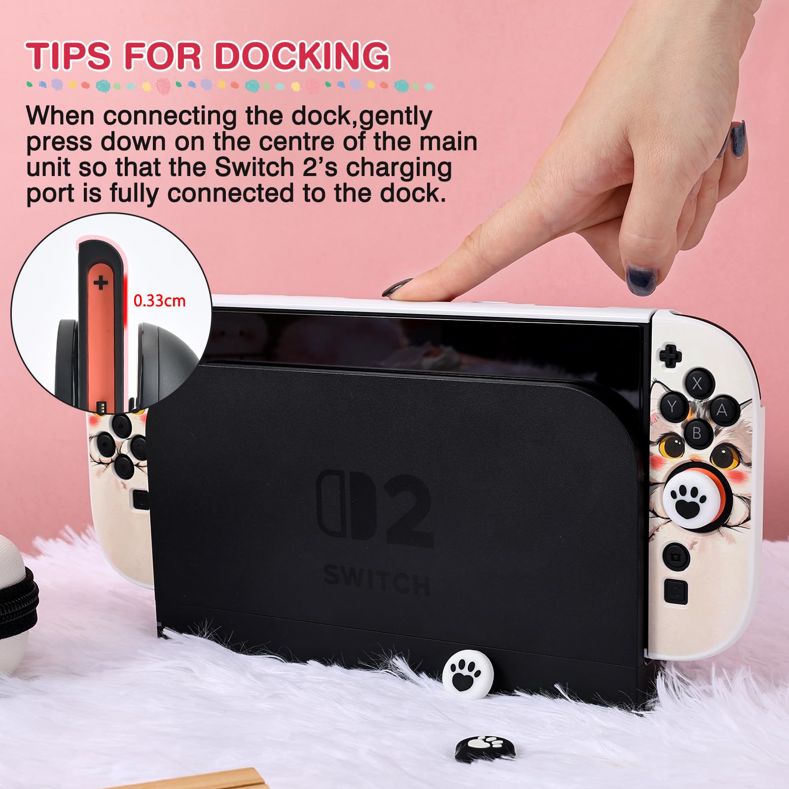 DLseego Étui de Transport pour Switch 2,Portable Chat Sac de Transport,Blanc