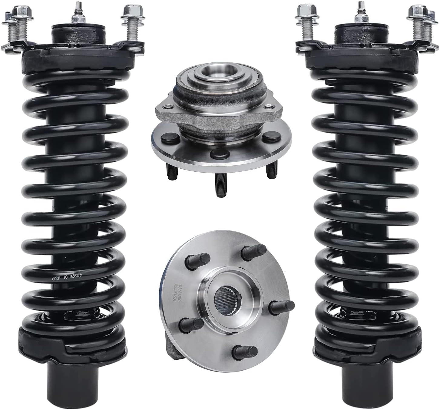 Detroit Axle - Front 4pc Struts Kit for 02-05 Jeep Liberty, Struts & Coil Spring Wheel Bearing Hubs 2002 2003 2004 2005 Replacement Suspension