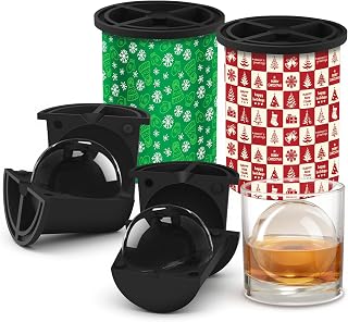 Christmas Clear Ice Cube Maker, 2.5" Stainless Steel Crystal Clear Ice Ball Maker, Ice Molds for Whiskey/Old Fashioned Cocktail/Bourbon, Whiskey Bourbon Gifts for Men, Dad, Husband (Bundle C(2 Pack)