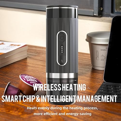 Miniatura 2 de Máquina eléctrica portátil de café expreso, autocalentable, recargable, USB-C y cargador de automóvil, mini cafetera de 20 bares, compatible con