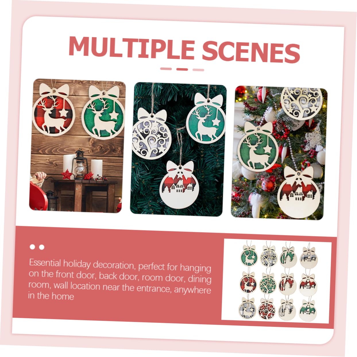 Zerodeko 3 Series Colgante Navideño De Madera Adornos De De Navidad Colgante Guirnalda Árbol Decoraciones Navideñas para Interiores Decoraciones Navidad De Madera 12 Piezas X 3