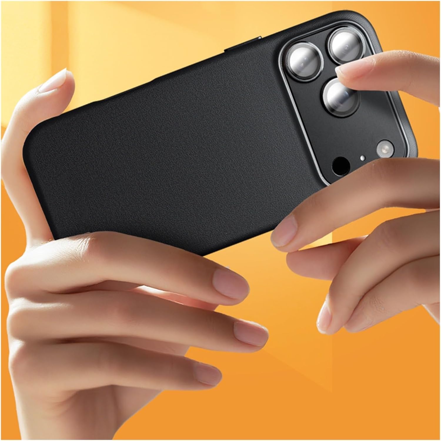 Leather Case for iPhone 17 Pro Max/17 Pro/17 Air (2025), Slim Cover with Metal Camera Lens Guard, Soft-Touch Cooling Design, Drop Protection & Minimalist Style Vegan(17PROMAX)