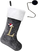 Vista 91 de Medias de Navidad de 20 pulgadas con monograma con letras, medias de Navidad súper suaves, medias grandes de monograma, medias de Navidad con letras