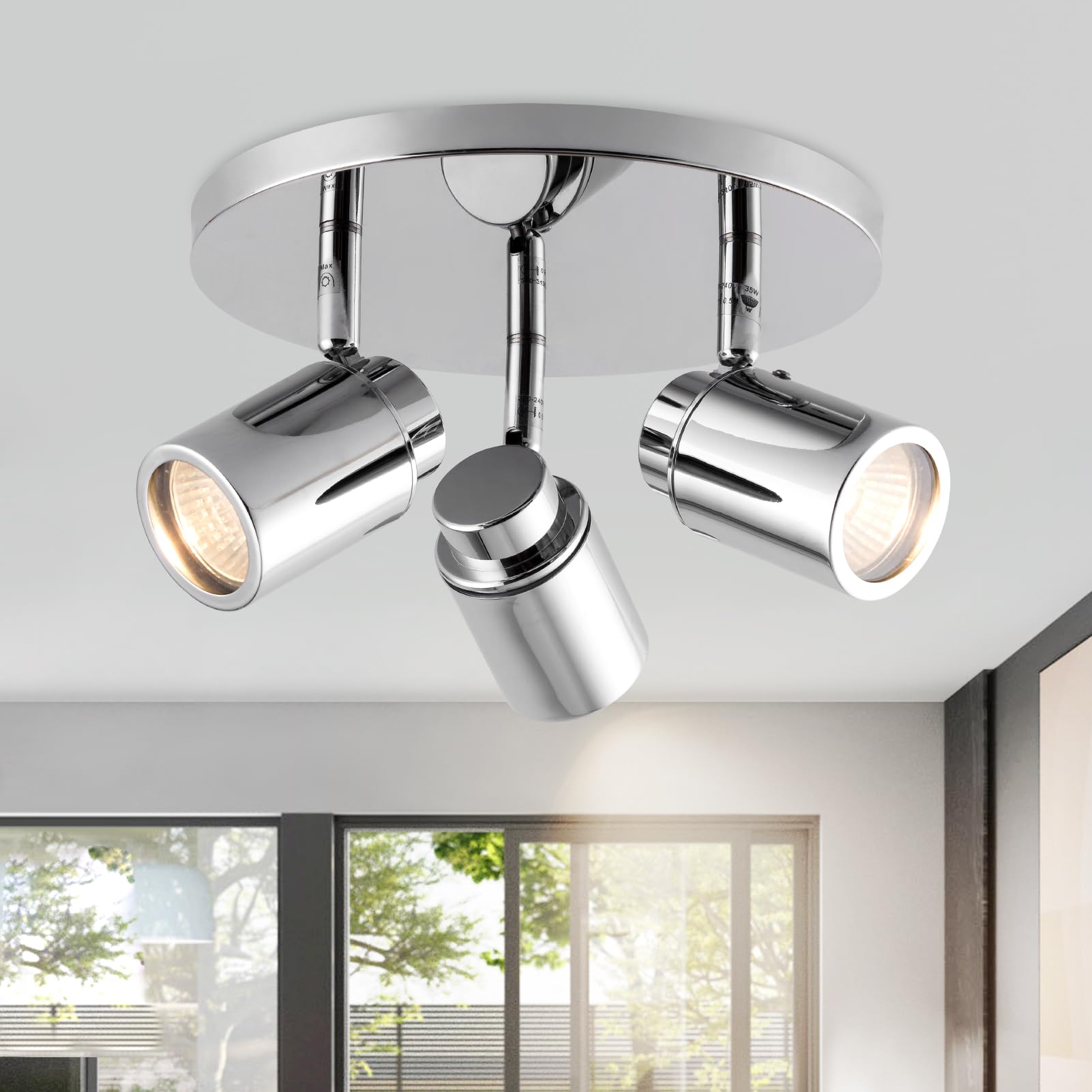 Bathroom Spotlight Ceiling Light, Polished Chrome Finish, Bulbs NOT Included