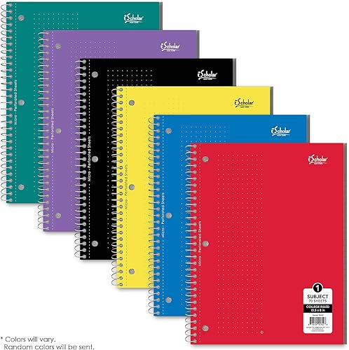 Miniatura 3 de iScholar Cuaderno de alambre de 1 materia, 70 hojas, con rayas universitarias, 10.5 x 8 pulgadas, el color de la cubierta puede variar (78102)