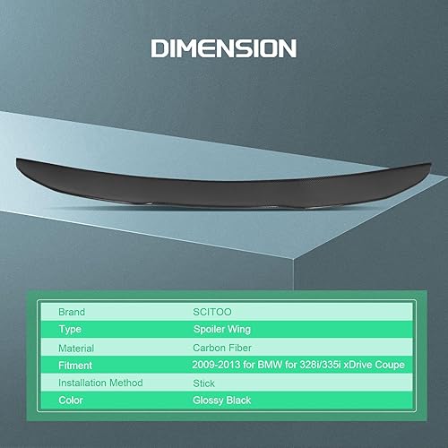 Miniatura 229 de SCITOO Spoiler Wing GT Style Universal 52" ABS Brillante Carbono Aspecto Trasero Alerón Alerón