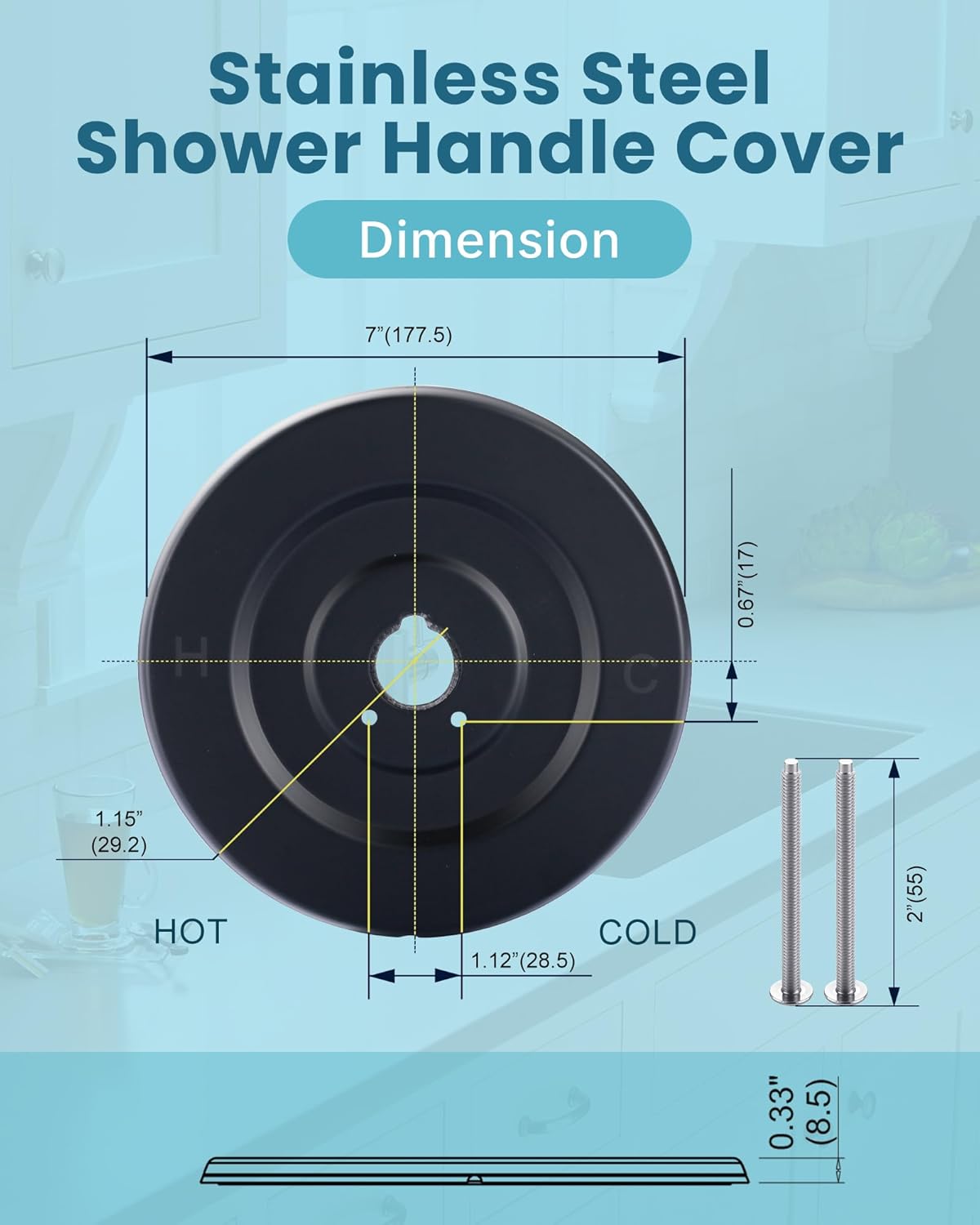 Escutcheon Plate Replacement for Moen 16090: Stainless Steel Shower Handle Cover Plate Fits for Moen Chateau Collection One-Handle Tub and Shower Faucets, Matte Black