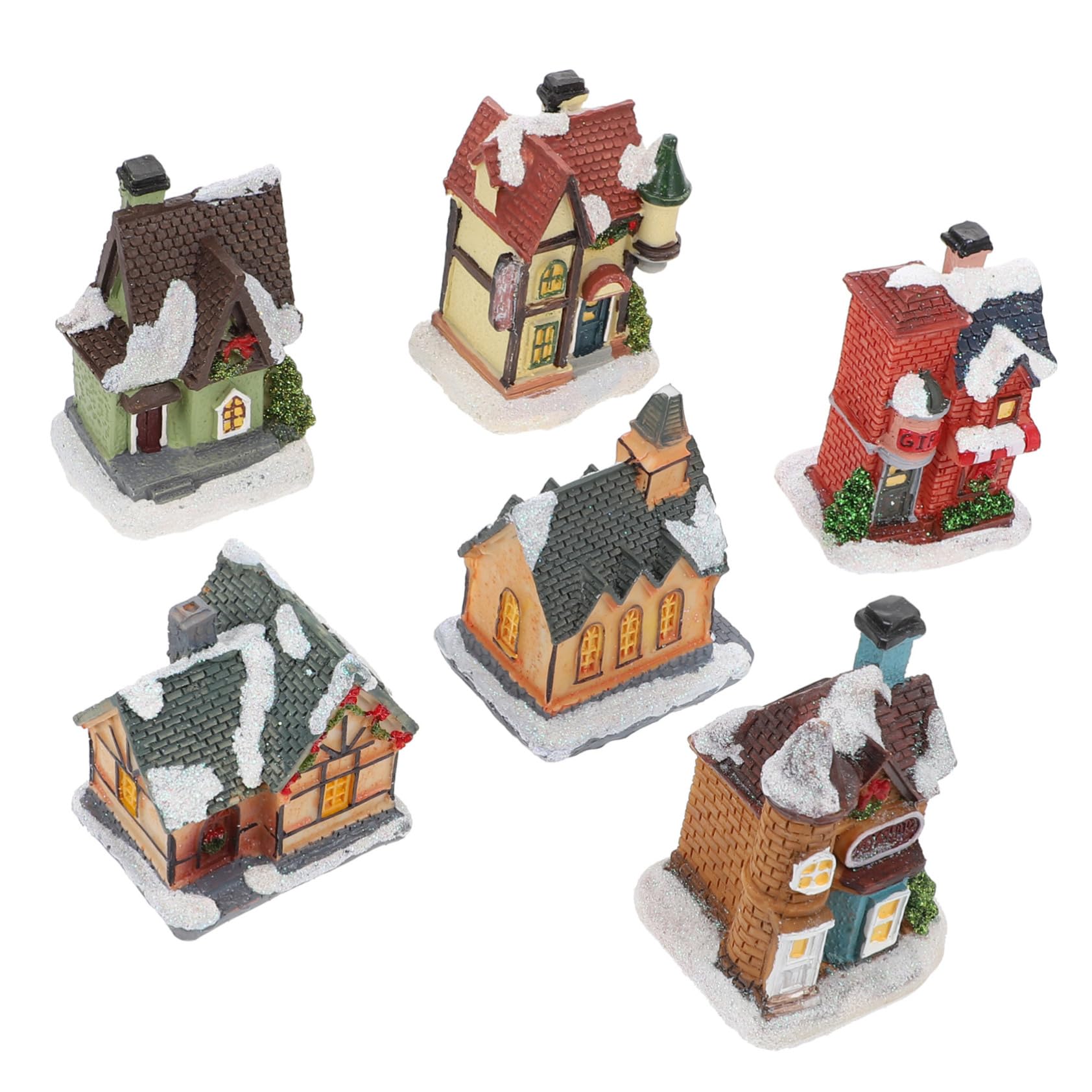 6 piezas de casa luminosa de Navidad cabaña iluminada de Navidad casa en miniatura pueblo decoración de Navidad con decoración rústica ligera figuras en miniatura mini regalos paisaje accesorio micro