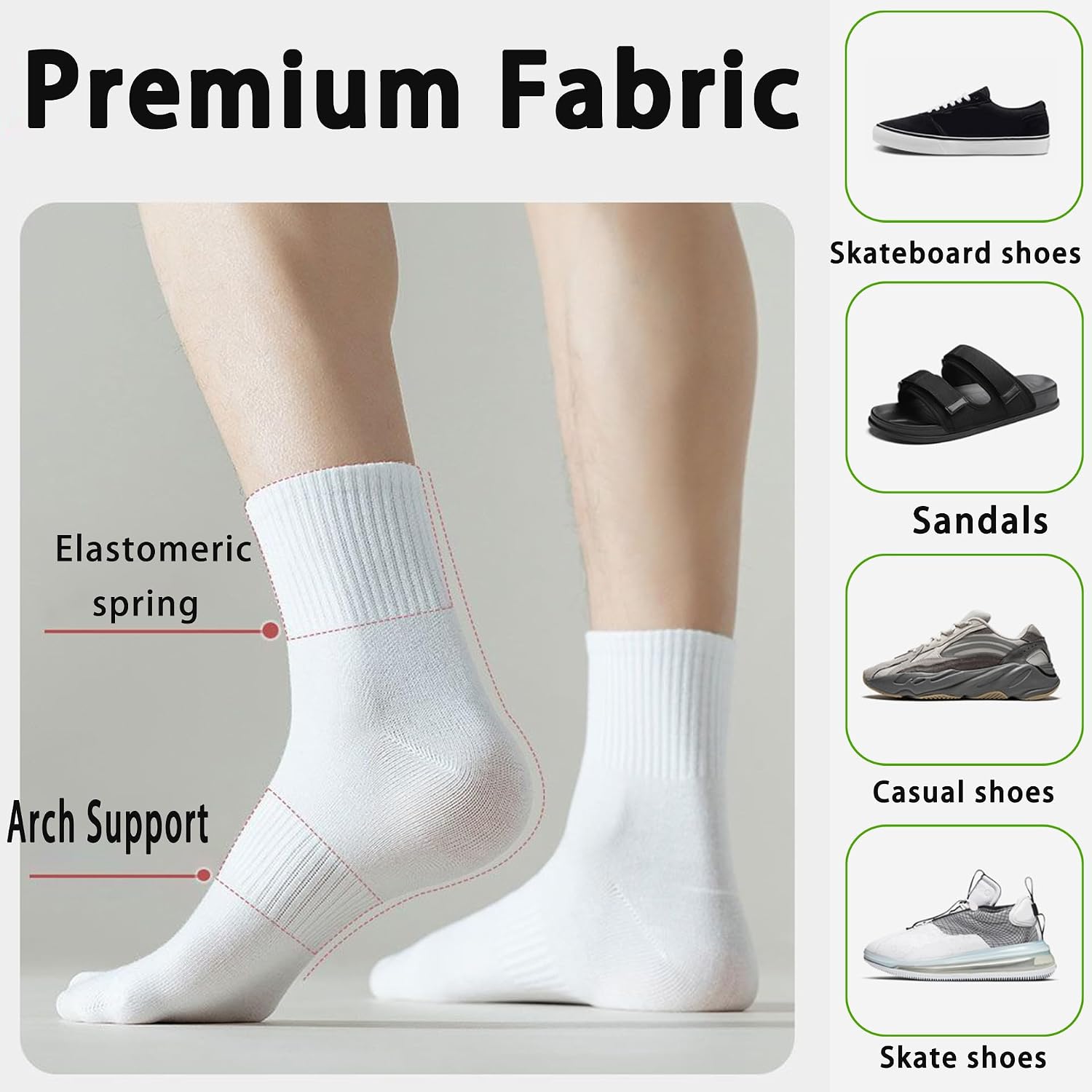 30 Pairs Crew Socks Unisex, 4" Height Cotton Socks, Moisture Wicking Medium Thickness Breathable Casual Athletic Socks for Women and Men, Black White Gray, Size 4-8