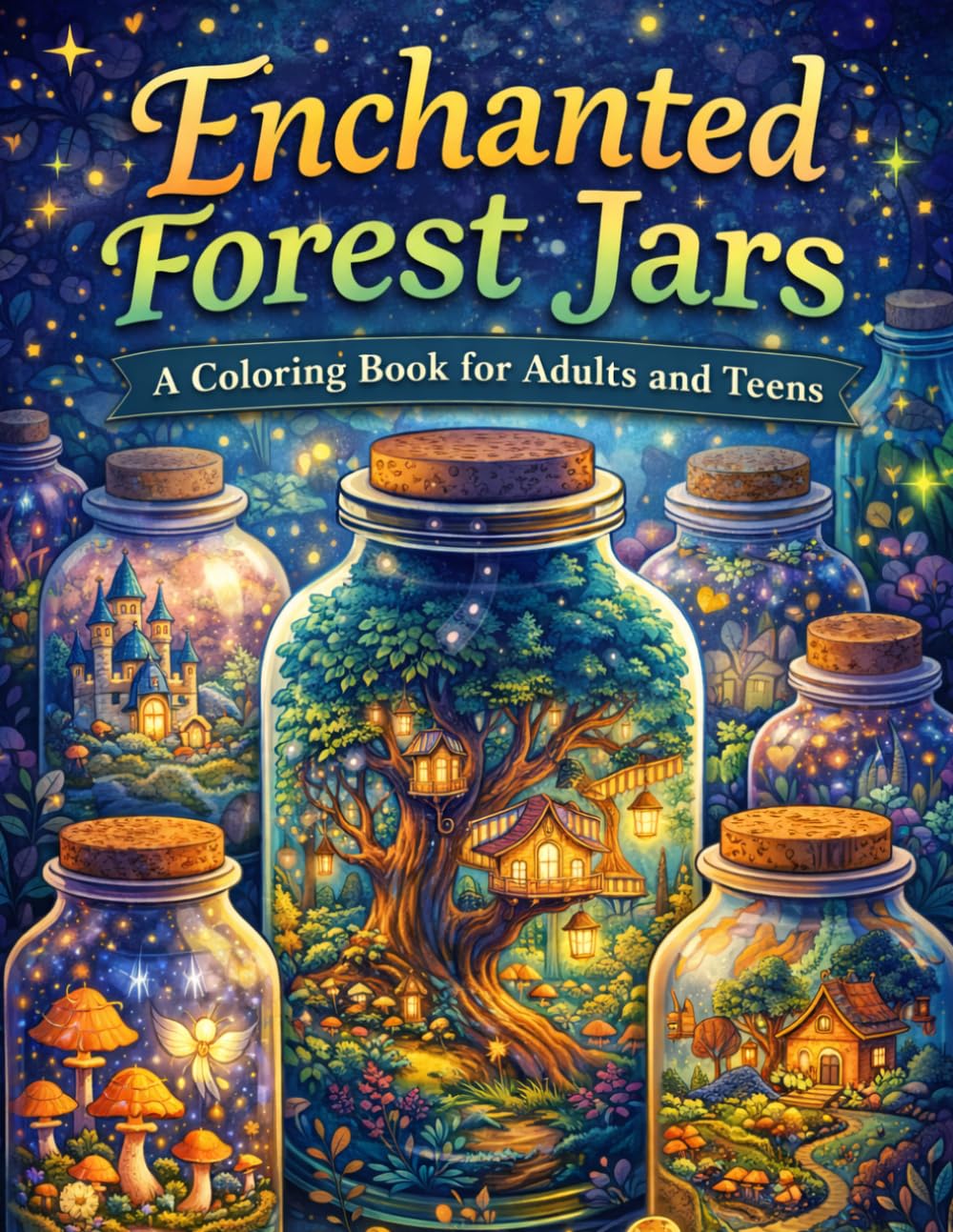 Enchanted Forest Jars A Coloring Book for Adults and Teens: 100+ Magical Terrariums, Tiny Worlds & Whimsical Woodland Bottles to Color for Calm & ... (The Fantasy Architecture Collection)