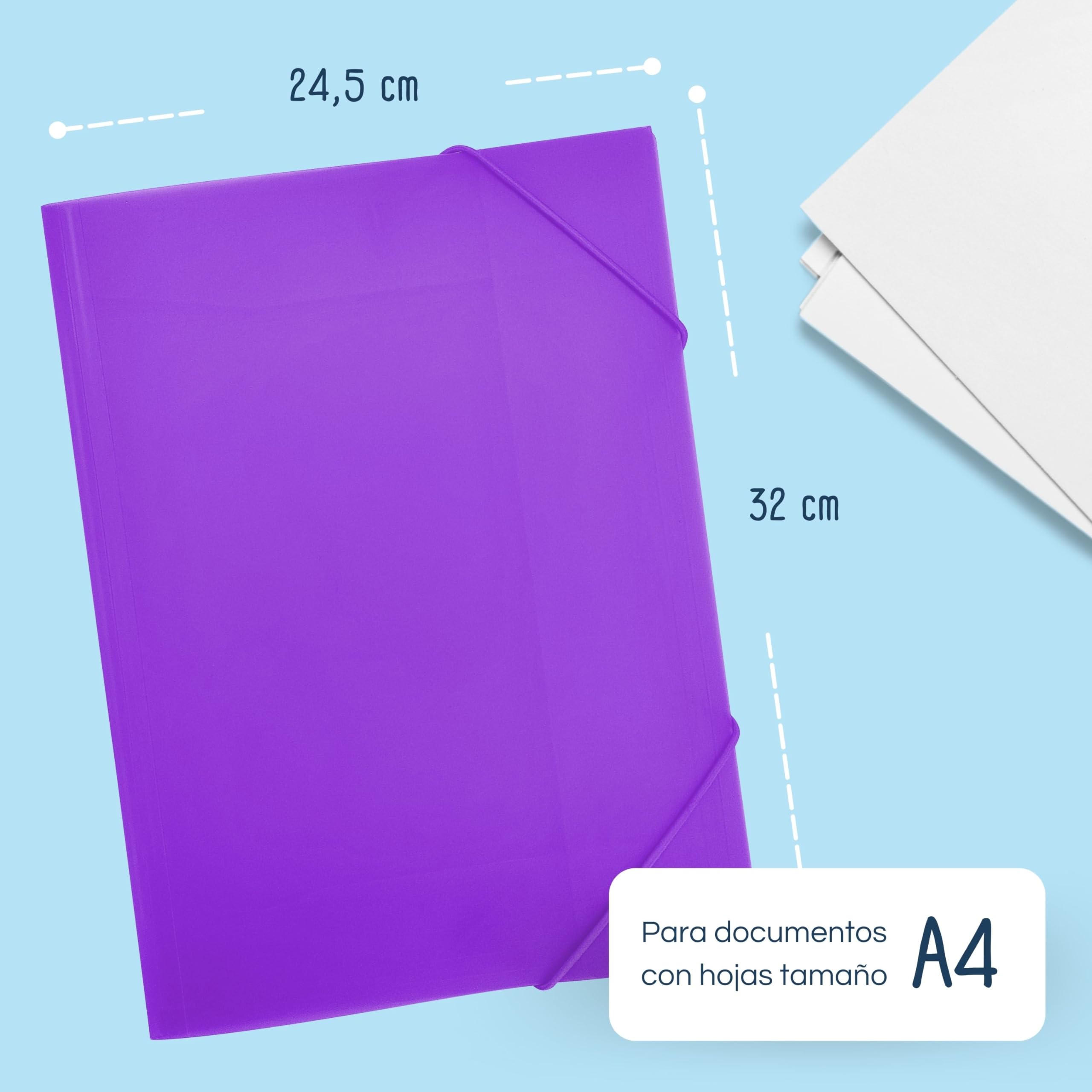 RAYLU PAPER, A4 Folder with Elastic Bands and Flaps, Storage Folders for Documents Office and School - Image 2