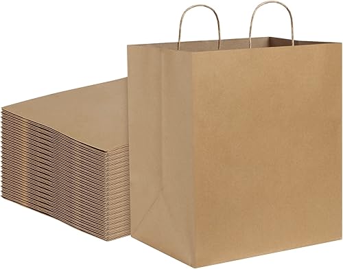 Miniatura 8 de BagDream Bolsas de papel kraft de 14 x 10 x 15.75 pulgadas, bolsas de regalo de papel ultra anchas con asas para llevar, fiestas, compras, embalaje
