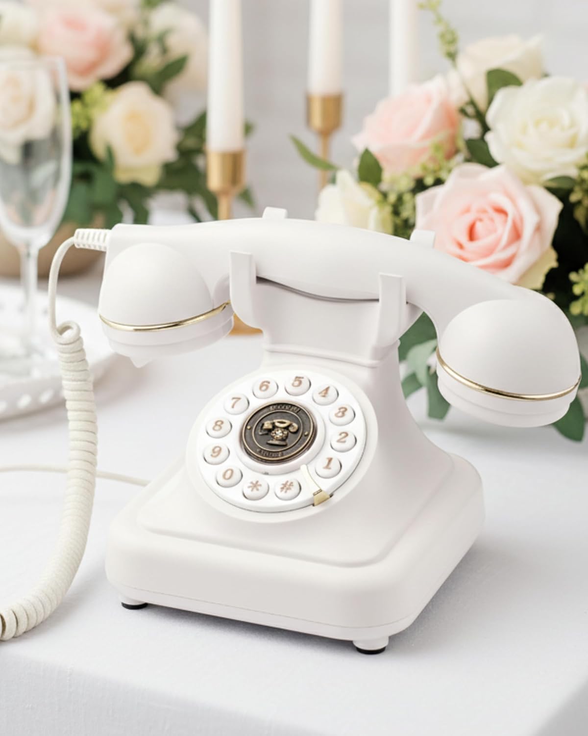 Audio Guest Book Wedding Phone, Retro Phone Guestbook for Record Voice Messages, Personalized Wedding Guest Book Telephone for Bridal Shower, Birthday, Special Events, and Daily Diary