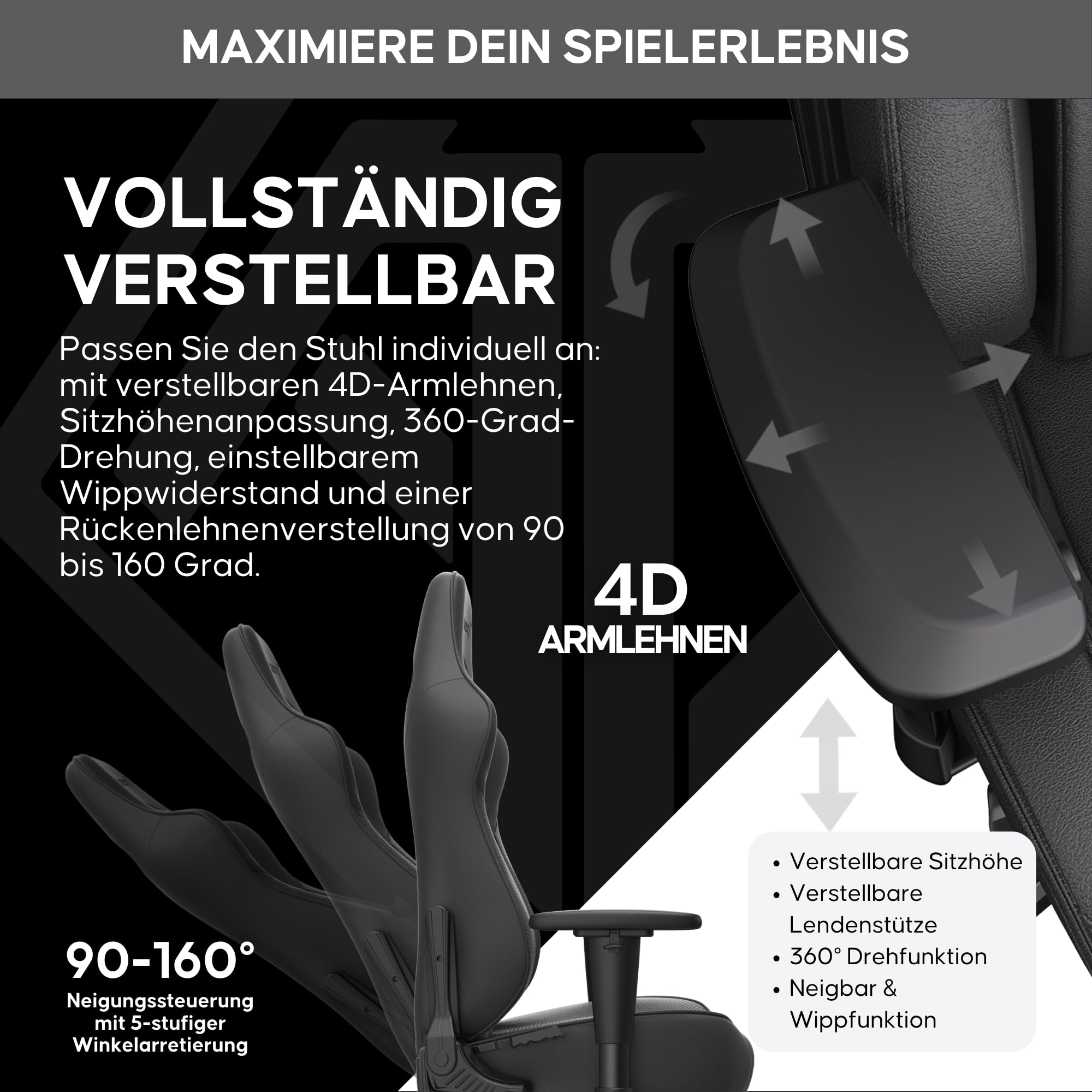 Anda Seat Dark Demon Dragon Gamerstuhle für Erwachsene – Ergonomischer Gaming Bürostuhl mit 4D-Armlehnen, Hochdichtem Schaum, Lendenkissen, Ergonomisch Design, Maximale Belastbarkeit 170kg, Schwarz