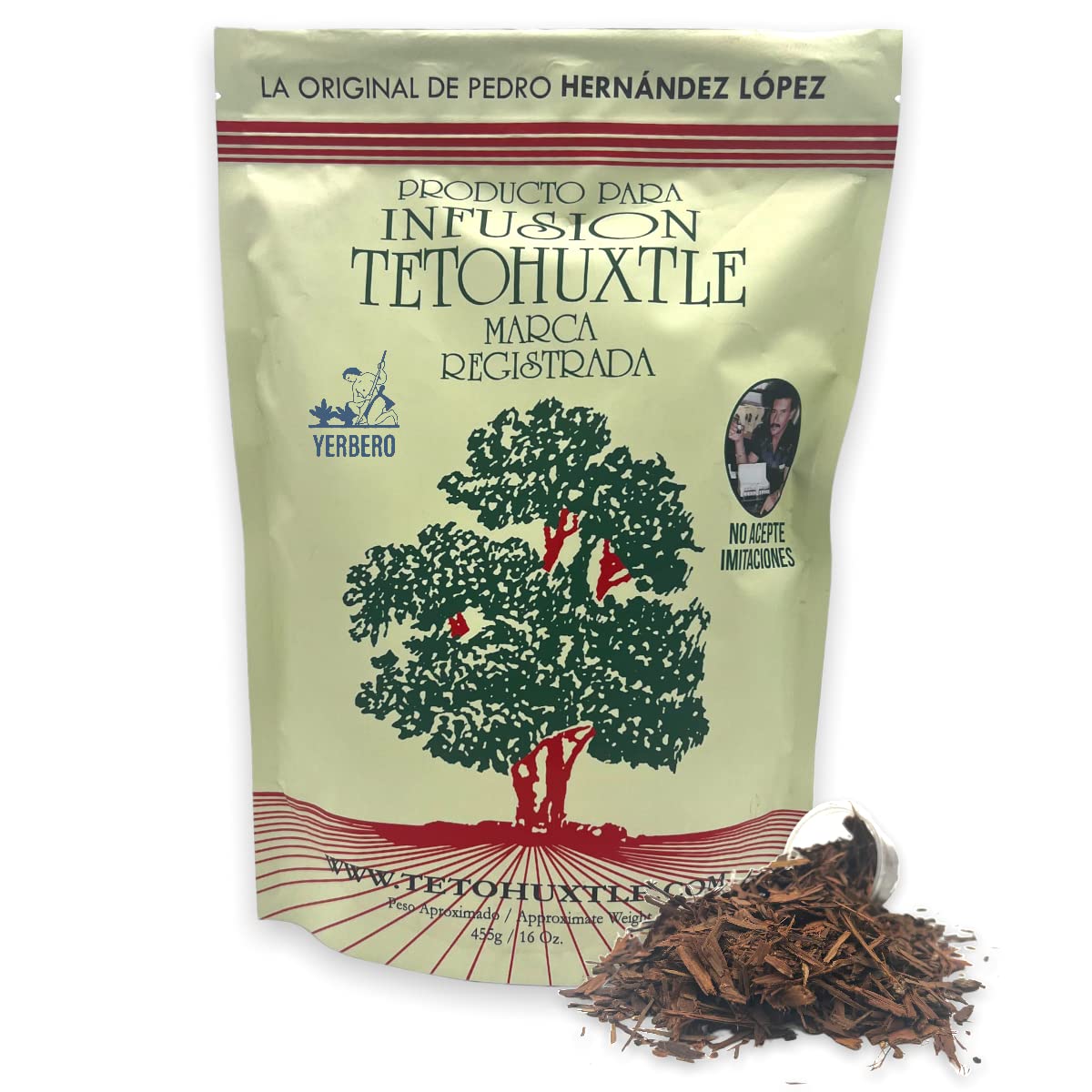 Yerbero - Infusion Te Tetohuxtle 455g | Healthy Infusion Tetohuxtle Tea 16oz | Made With Wildcrafted Barks of the Sierra Lacandona | 100% Natural, Non GMO´s | Unique & Delicious Tea.