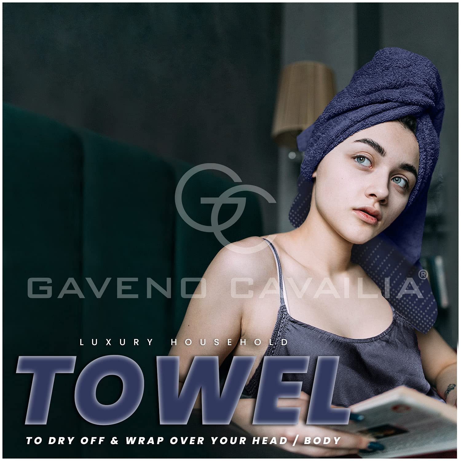 Gaveno Cavailia Juego de 2 Abington de fácil Cuidado, absorbentes y Suaves, Color, Algodón, Toalla de baño Azul Marino, 90X140, 2