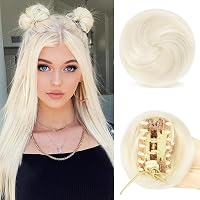 Sofeiyan set 2 bucăți extensii coc cu mini clemă, chignon tip gogoașă, accesoriu de păr sintetic, culoarea 613/60#, pentru femei 1