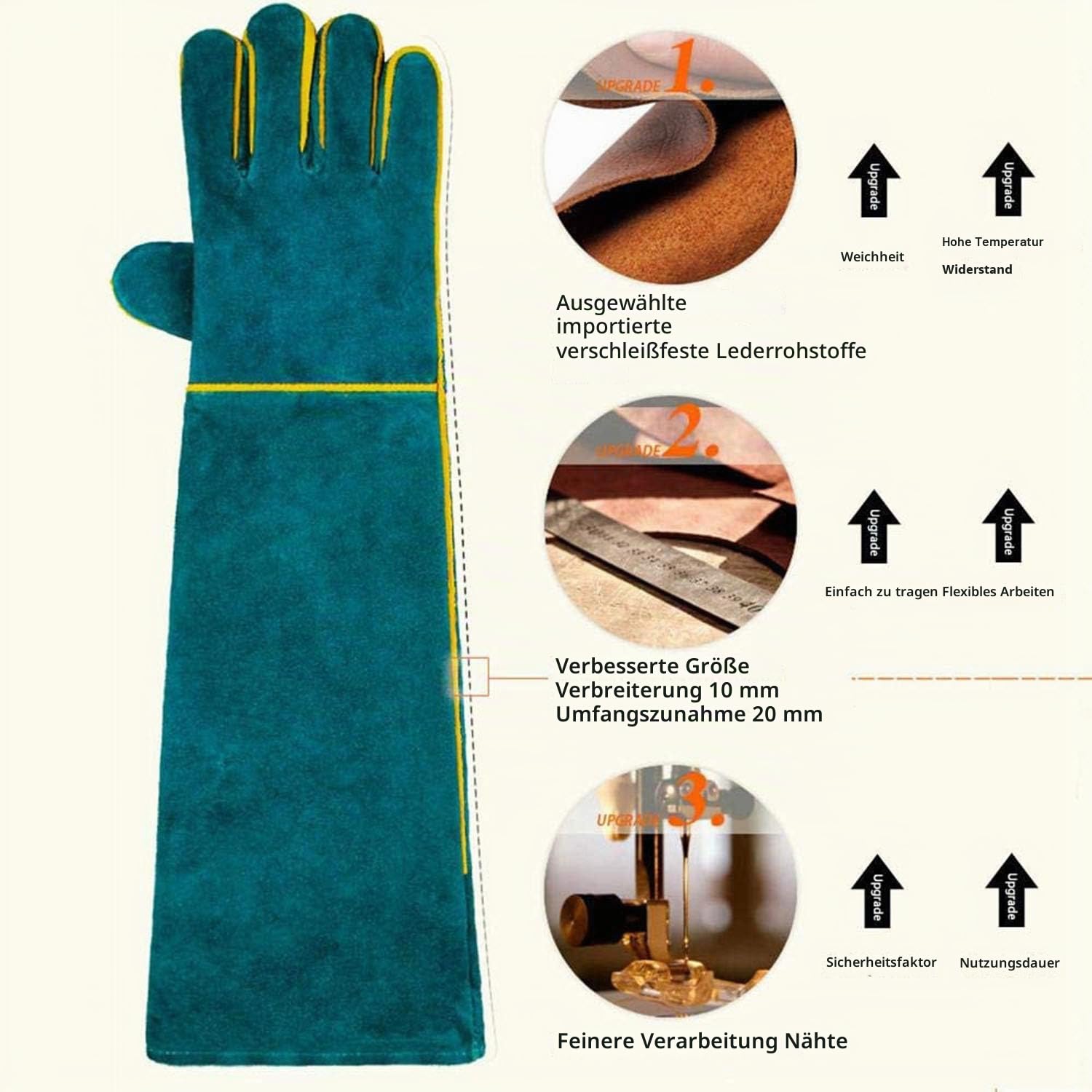 PeSandy Bissfeste Handschuhe für den Umgang mit Tieren, 60 cm/ 23,6 Zoll Anti-Biss Arbeitshandschuhe zum Schweißen, Pflegen, Umgang mit Hund/Katze/Vogel/Schlange/Papagei/Eidechse/Reptilien Baumarkt