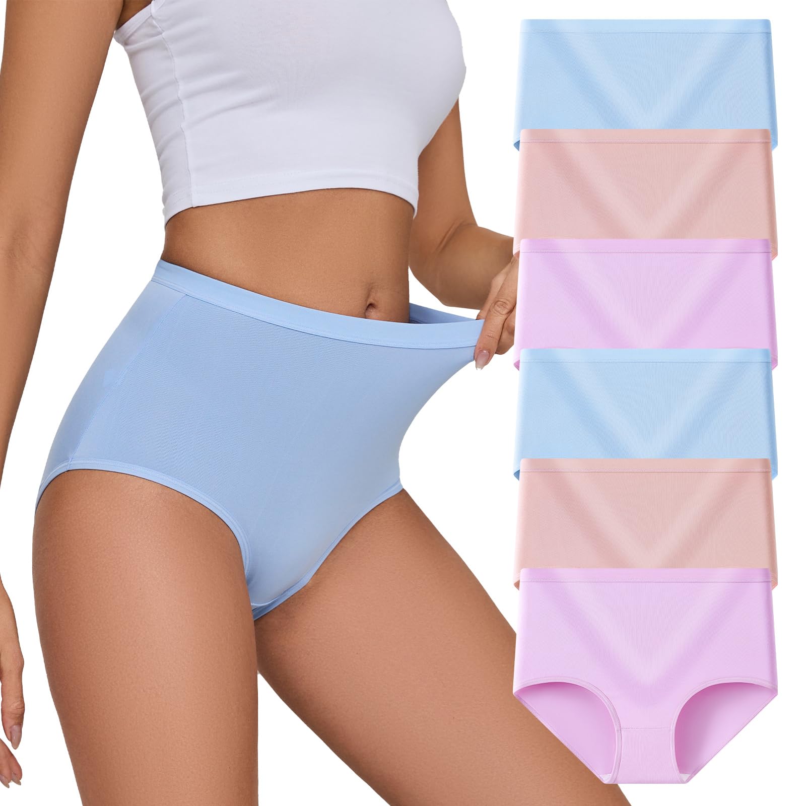 Womens Underwear Pack C Section High Waisted Tummy Control Moisture-Wicking Brief Underwear plus size Panties 6Packs