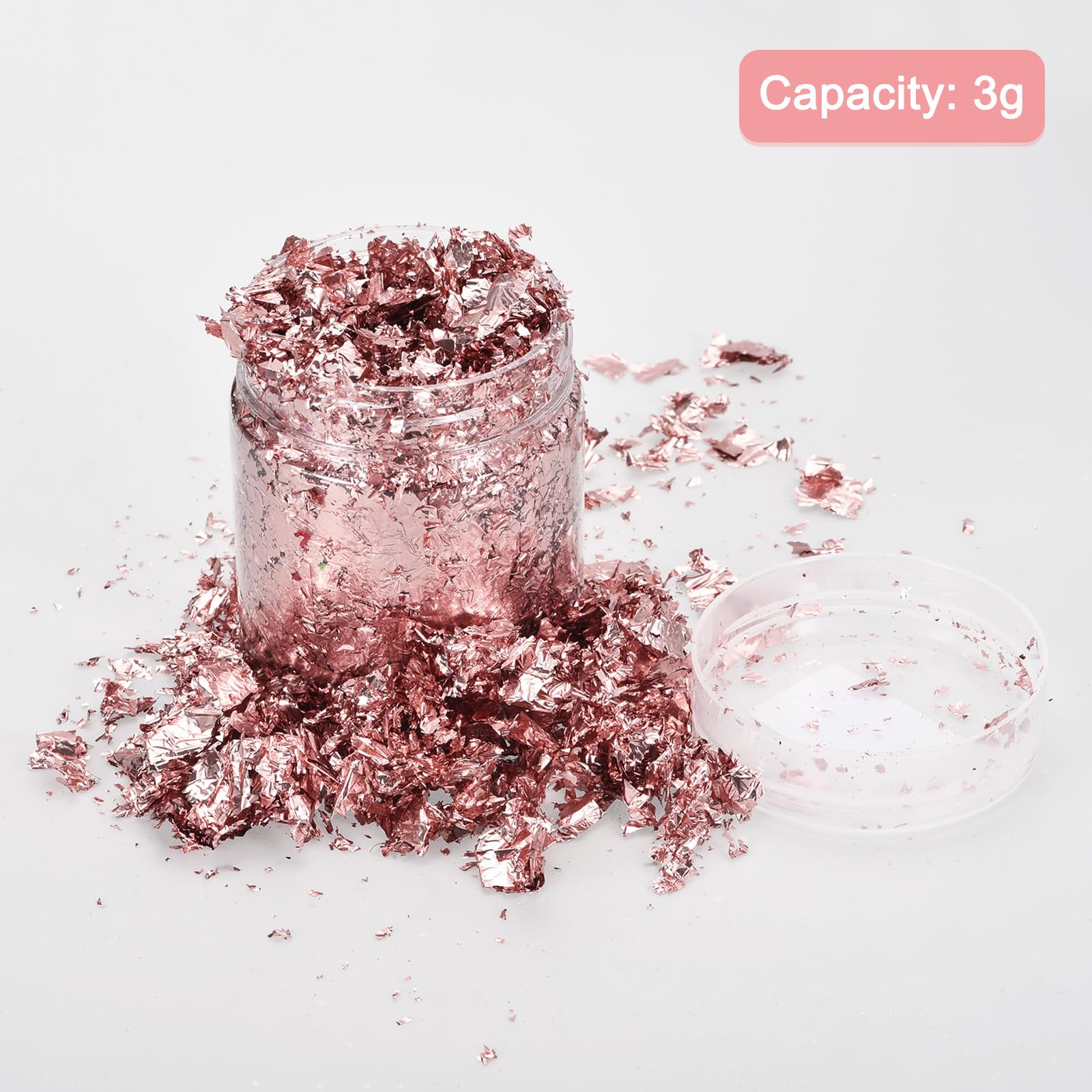 UXCell Gold Foil Flakes for Resin, 3g Metallic Leaf, Imitation Gold for Nail Art, Resin Art, Crafts, Painting, Candle & Jewelry Making, Light Pink
