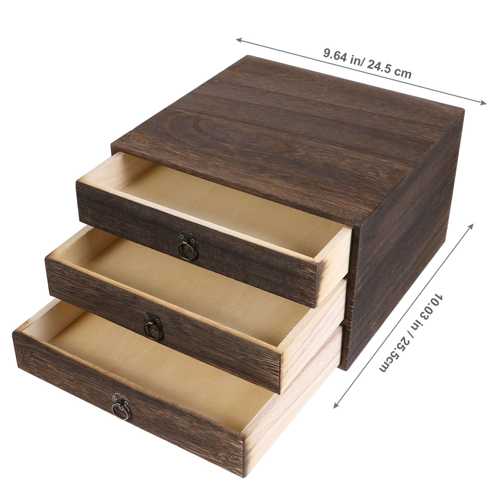 Organizer Retro in Legno Massello da Scrivania 3 Cassetti per Decorazione Casa e Facile Organizzazione di Accessori e Oggetti da Tavolo