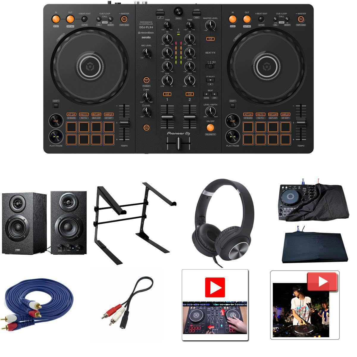 DDJ-FLX4 アンプ内蔵スピーカーセット Amazon | MHFセット】(10大特典セット)初心者全部入り・低音