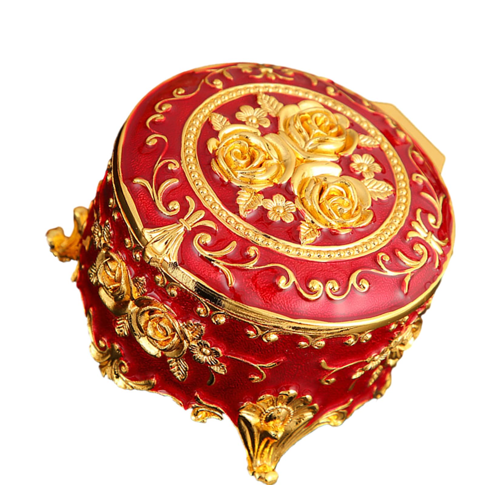 Maxtonser Vintage Enameled Jewelry Storage Box Elegant Desktop Organiser For Rings Earrings Necklaces with Secure Closure
