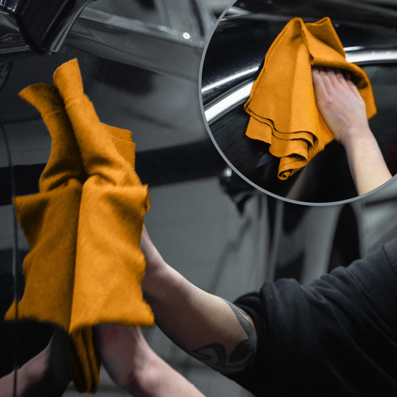 com-four 4x professional wipes, extremely absorbent cleaning cloths, car cleaning cloths, reusable cloths - washable, lint-free (50x68-4 pieces - orange) - Image 3