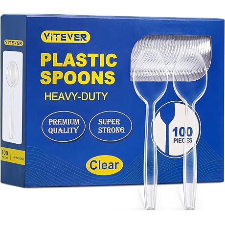 Premium Clear Plastic Spoons [100 Count] for Daily Use or Big Events