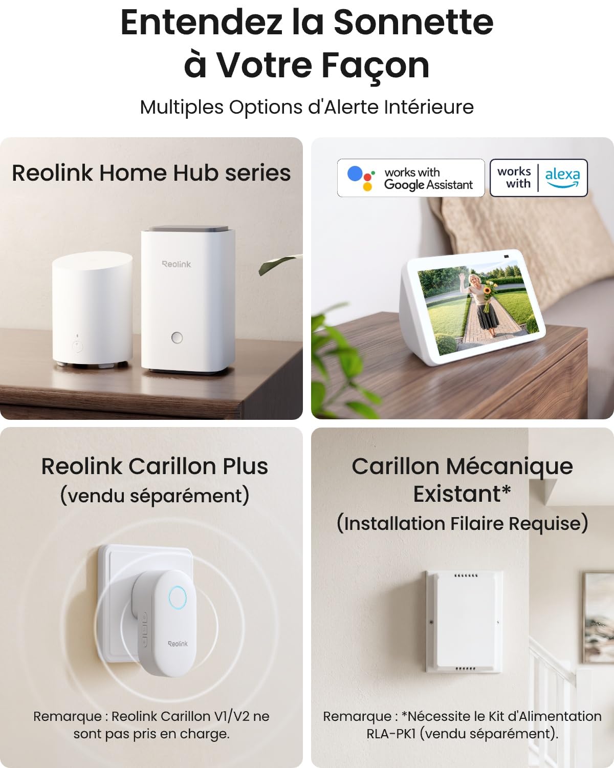 Reolink Sonnette Vidéo à Batterie (2e Gén) Caméra 2K Extérieure | Stockage Local Sans Frais, Vue Intégrale 150x150°, Wi-Fi 2,4/5 GHz, Détection Intelligente, Interphone, Enregistrement 24H/24
