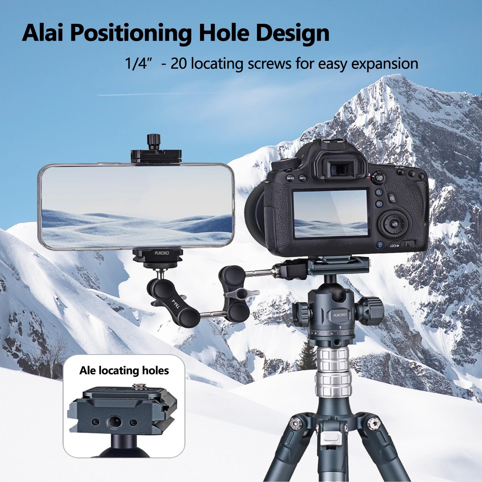 Kit Piastra di Sgancio Rapido del Treppiede per Fotocamera,Testa e Piastra in Alluminio con Rotazione Fluida di 360°,Capacità di Carico di 8 kg