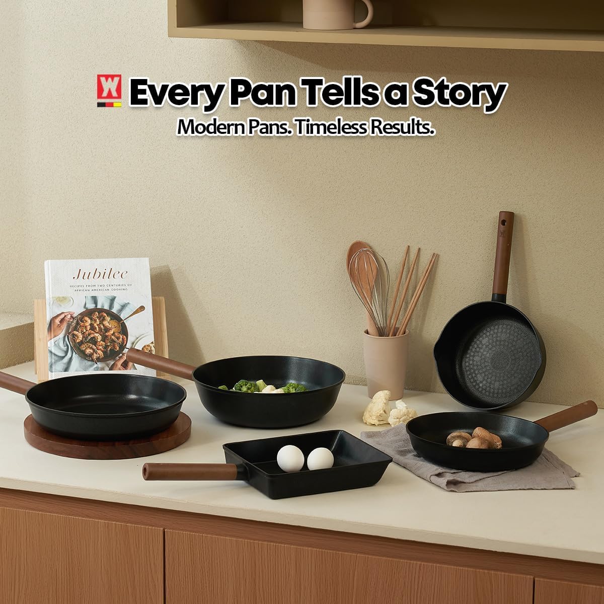 Aluminum Saucepan with Titanium Coated Non-Stick Surface, 7-Layer Coating With Zelkova Wooden Handle, For Professional Chef & Home Cook, Made in Korea (14.76" L x 8.46" W x 3.15" H)