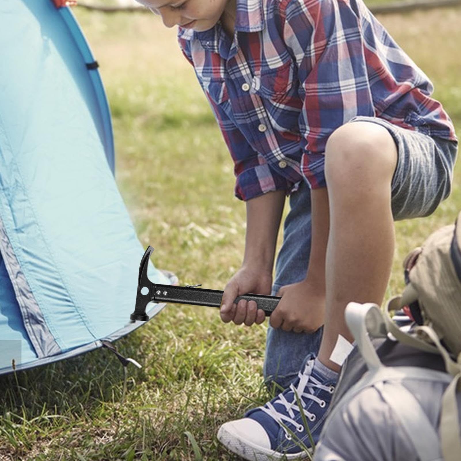 Zelthammer, Camping Hammer | Camping -Zelt Aluminiumhammer für Einsätze | Hochleistungs-Metall-Handwerkzeug mit nicht rutschem ergonomischem Griff zum Graben, Nageln, Ziehen