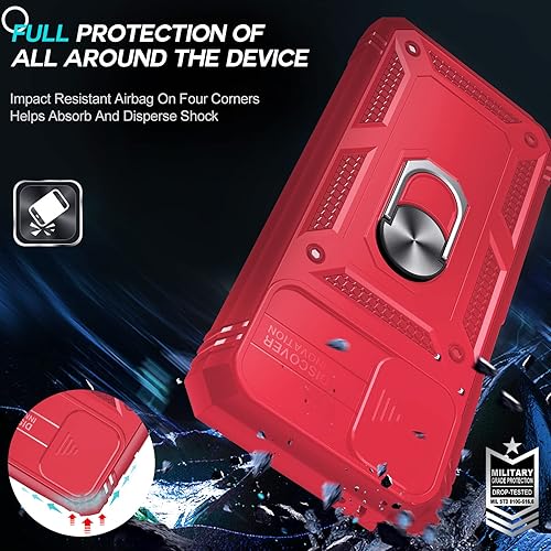 Miniatura 7 de LeYi Funda para Moto G Stylus 2021 con funda deslizante para cámara + Paquete de 2 protector de pantalla de vidrio templado, funda de grado militar