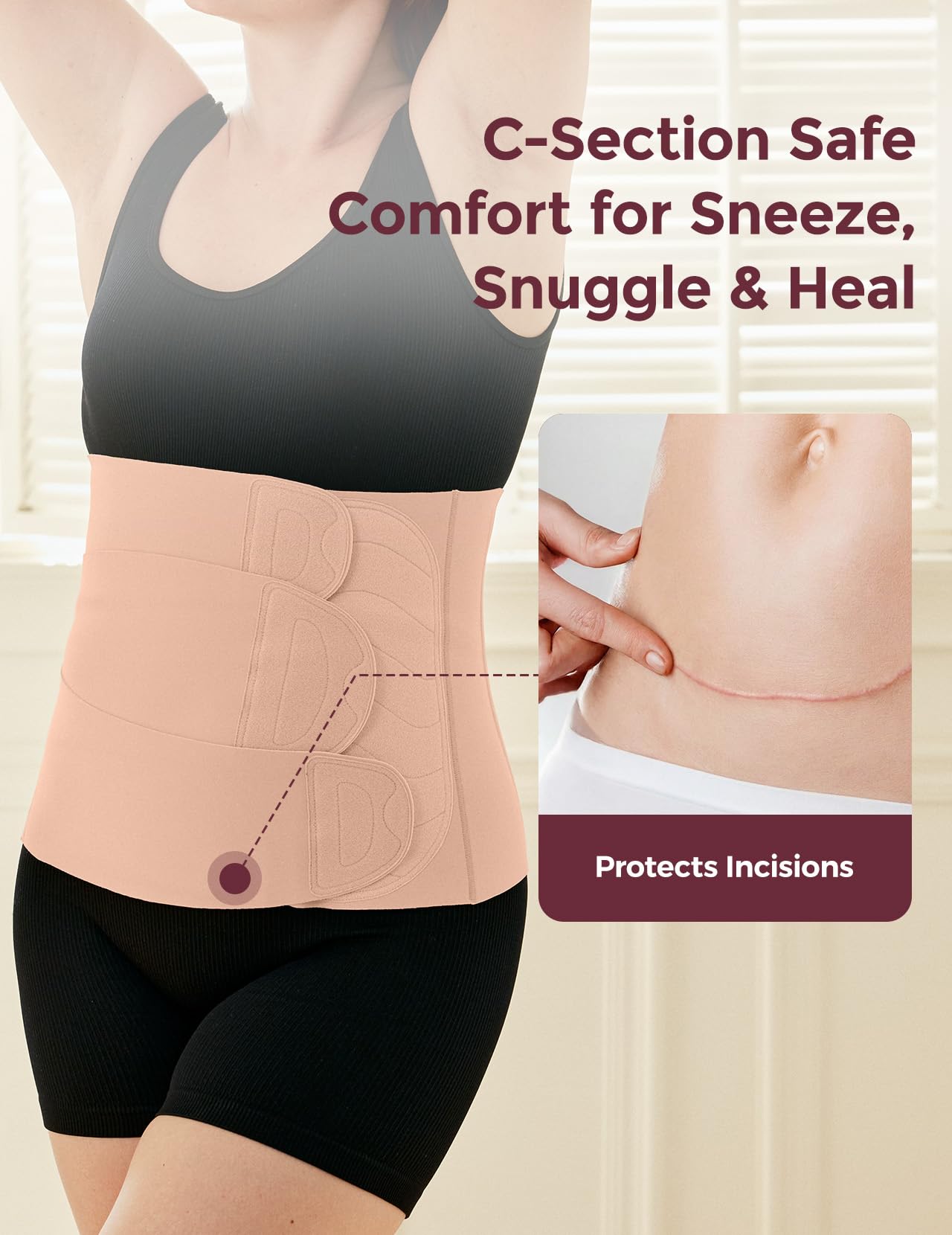 momcozy Ergowrap Fascia Post Parto, Pancera Addominale per Cesareo con Compressione 3D e Supporto per la Schiena, Comfort Traspirante e Vestibilità Regolabile