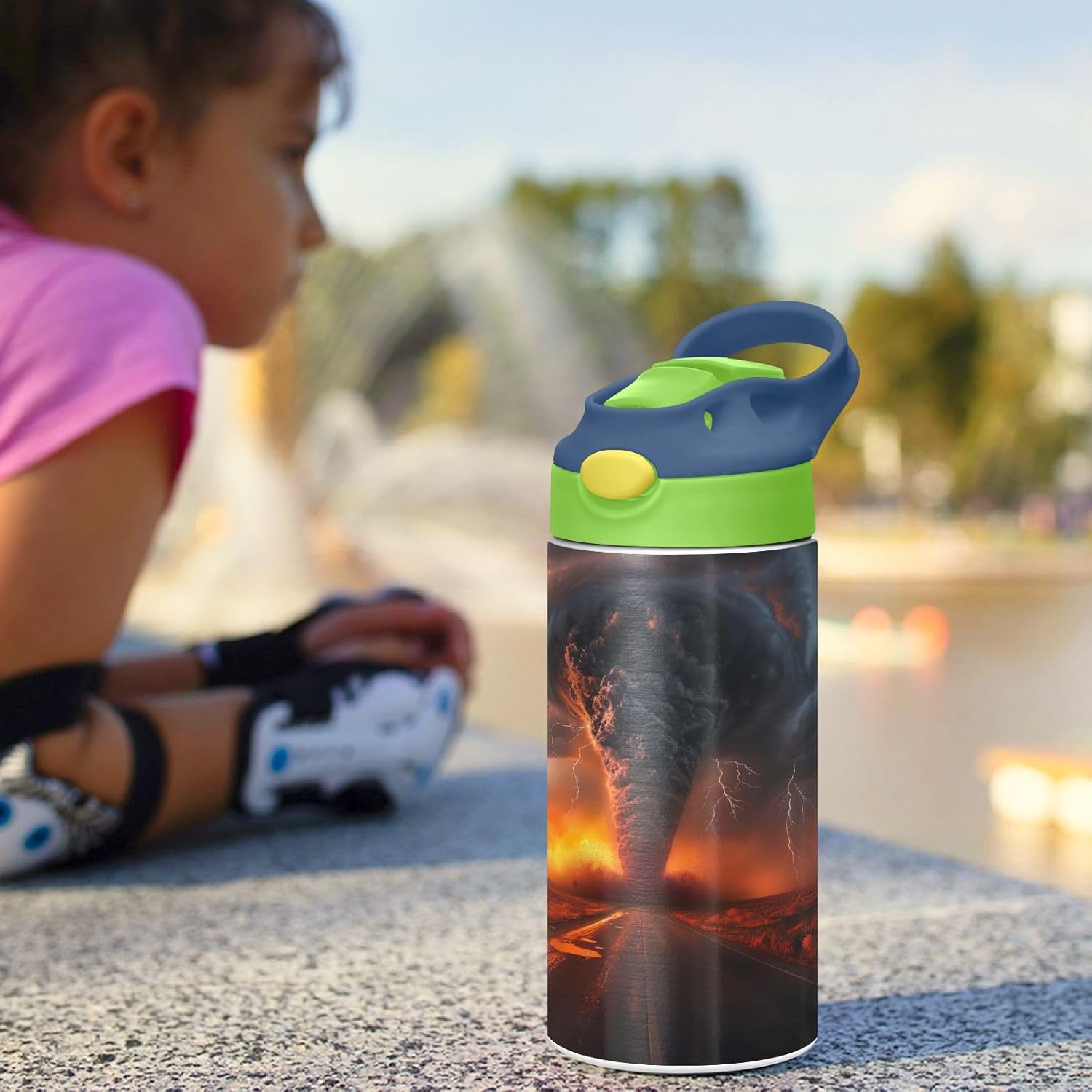 Small Water Bottle for Kid 12oz Lightning Tornado Insulated Bottles with Straw Lid Stainless Steel Tumbler Vacuum Cup Thermal Bottles - Image 6