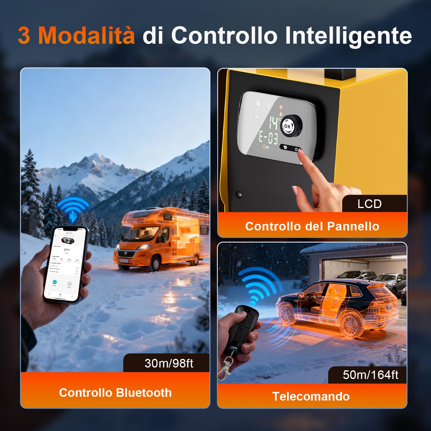 SOLAVERO Riscaldatore Diesel 12V 8KW, Riscaldatore d'aria Diesel con LCD, Controllo Bluetooth e Telecomando, Riscaldamento Rapido, Consumo di Carburante 0.16-0.45L/h per Camion, Barca, RV
