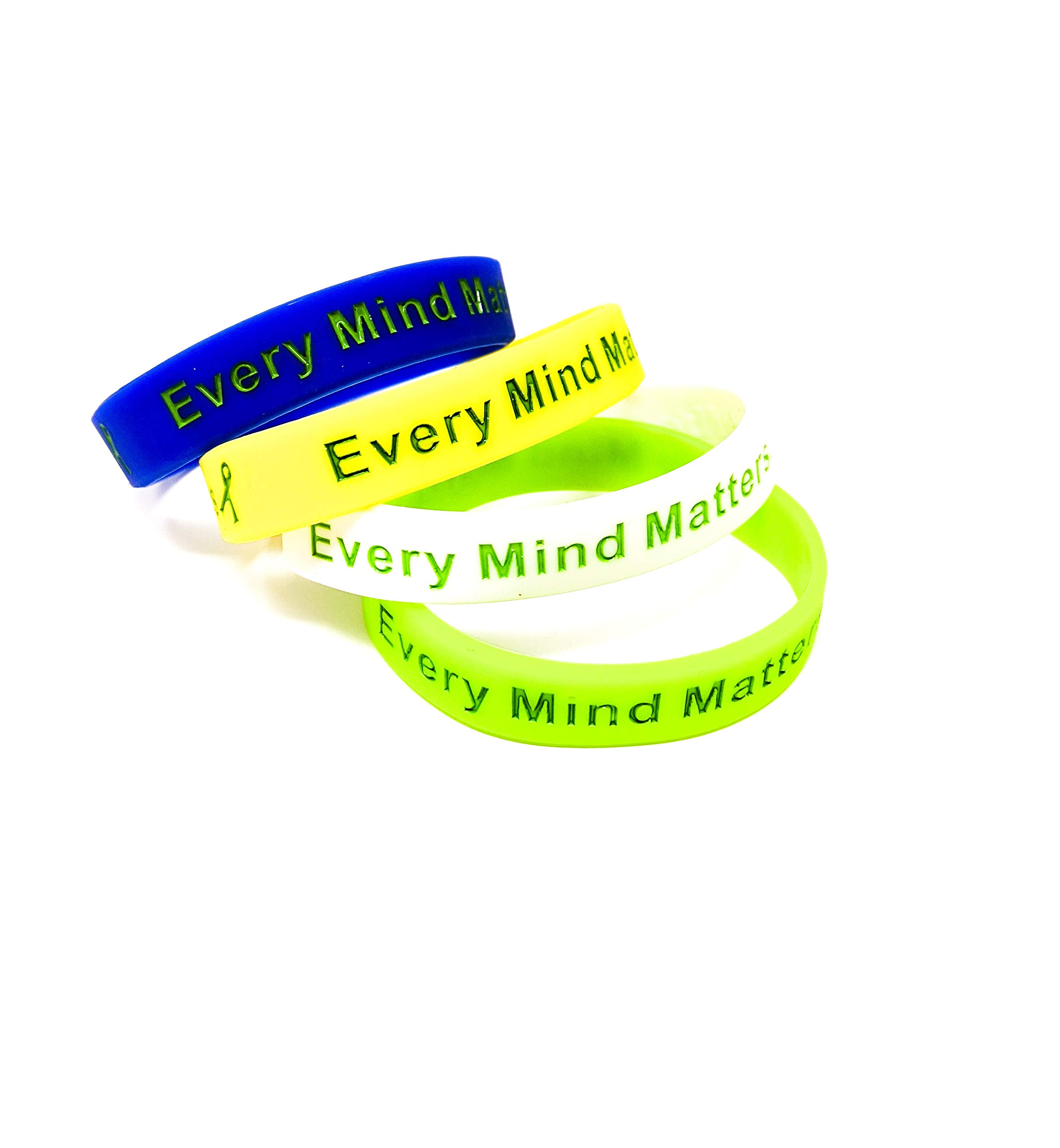 2 Pack Every Mind Matters Mental Health Awareness Bracelet MHA Wristband (Large 20cm, x2 Random)