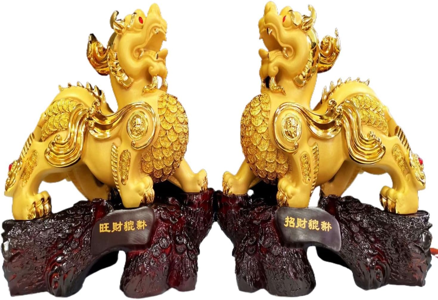 貔貅 piyao Practical Gifts for Birthday, Easter, Christmas 摆件 Feng Shui Figurine Home Office Decor Chinese Gifts 沙金一对树脂工艺品办公室家居装饰创意礼品 8927