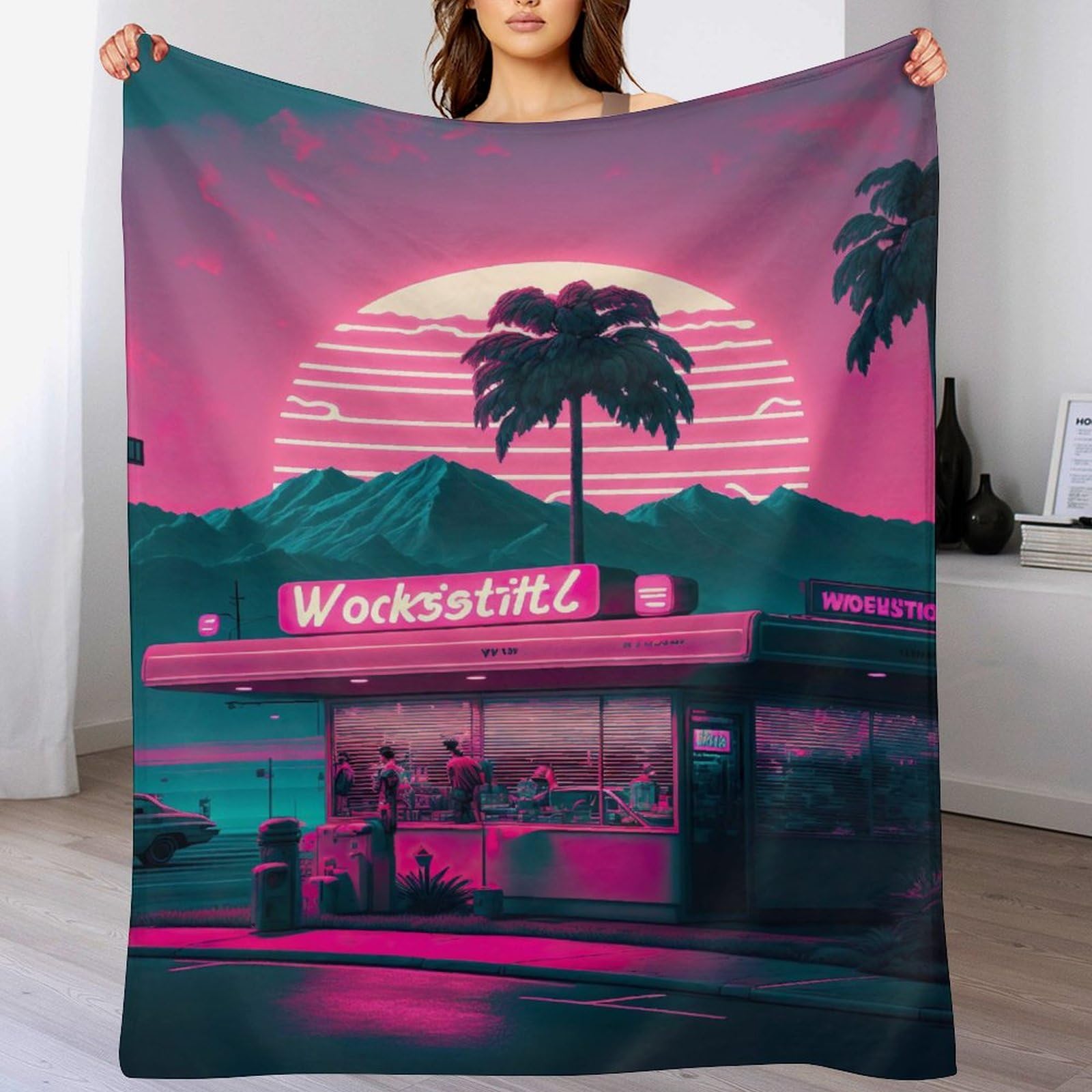 Couverture Polaire Douce Flannel Douceur Coucher de Soleil pour Réchauffer les Cœurs