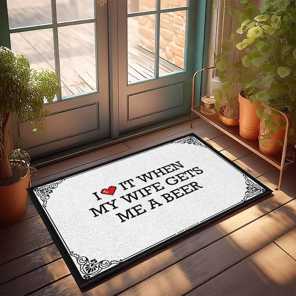 Alfombra De Baño Antideslizante Material Cálido Y Baño Linda Sensación De Lujo | Decoraciones Cottage Core/Tapetes de puerta de otoño para entrada exterior: me encanta cuando mi esposa me trae una cerveza (50 x 80 cm)