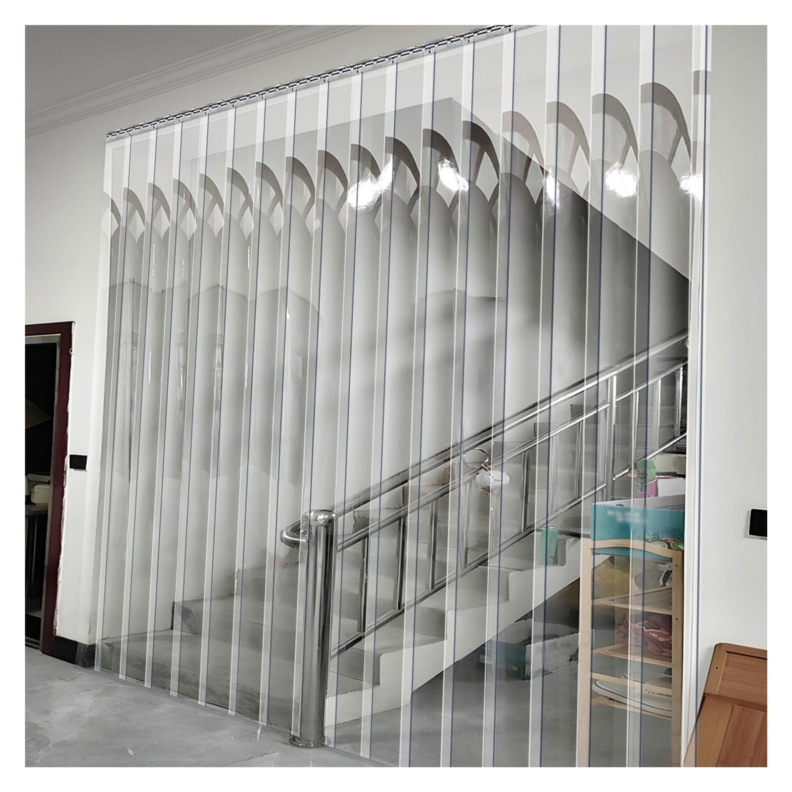 Porte Transparentes Rideau Haute Résistance aux Intempéries PVC Rideaux à Lamelles Bande Lamelle Souple Cuisine dans la Cage D'escalier(120x200cm/47.24x78.74in)