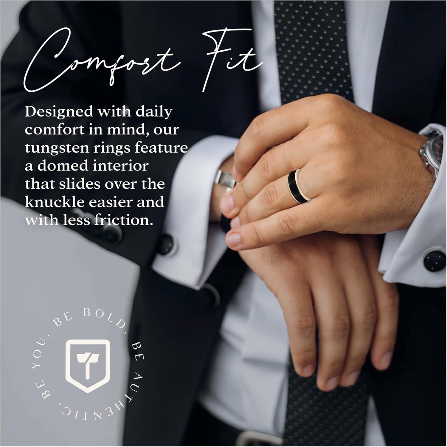 Thorsten Gaston Tungsten Wedding Ring for Men Couples Engagement Promise - 6mm - 8mm