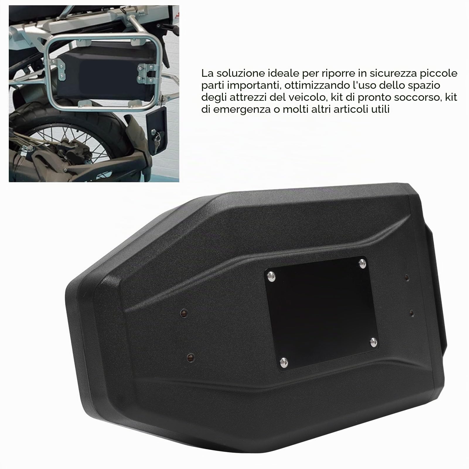 Cassetta degli Attrezzi per Moto, Cassetta degli Attrezzi Laterale in Acciaio Inossidabile ABS per R1200GS R1250GS LC ADV, con Design Compatto e Leggero Facile Installazione (Nero)