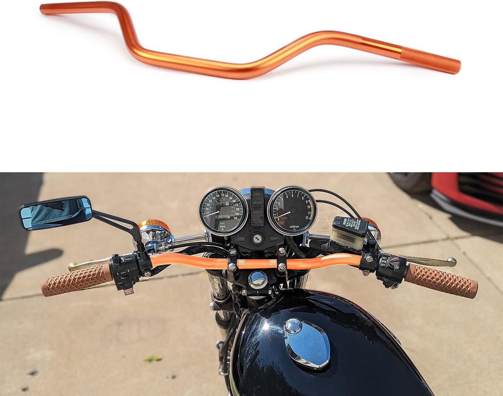 Motorcycle Handlebar 7/8" 22mm Cafe Racer Handlebars Drag Bars Universal For Cafe Race Bobber Motocross Dirt Pit Bike ATV Ebike Mini Bike Orange