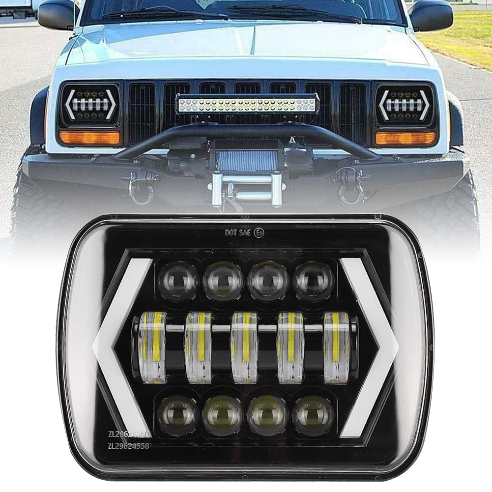 Qiilu 210W 6000K 21000LM H4 Phare LED IP67 Phare adapté pour Cherokee XJ 12 24V Kits de Conversion D'éclairage Automobile Température de Couleur de Vue