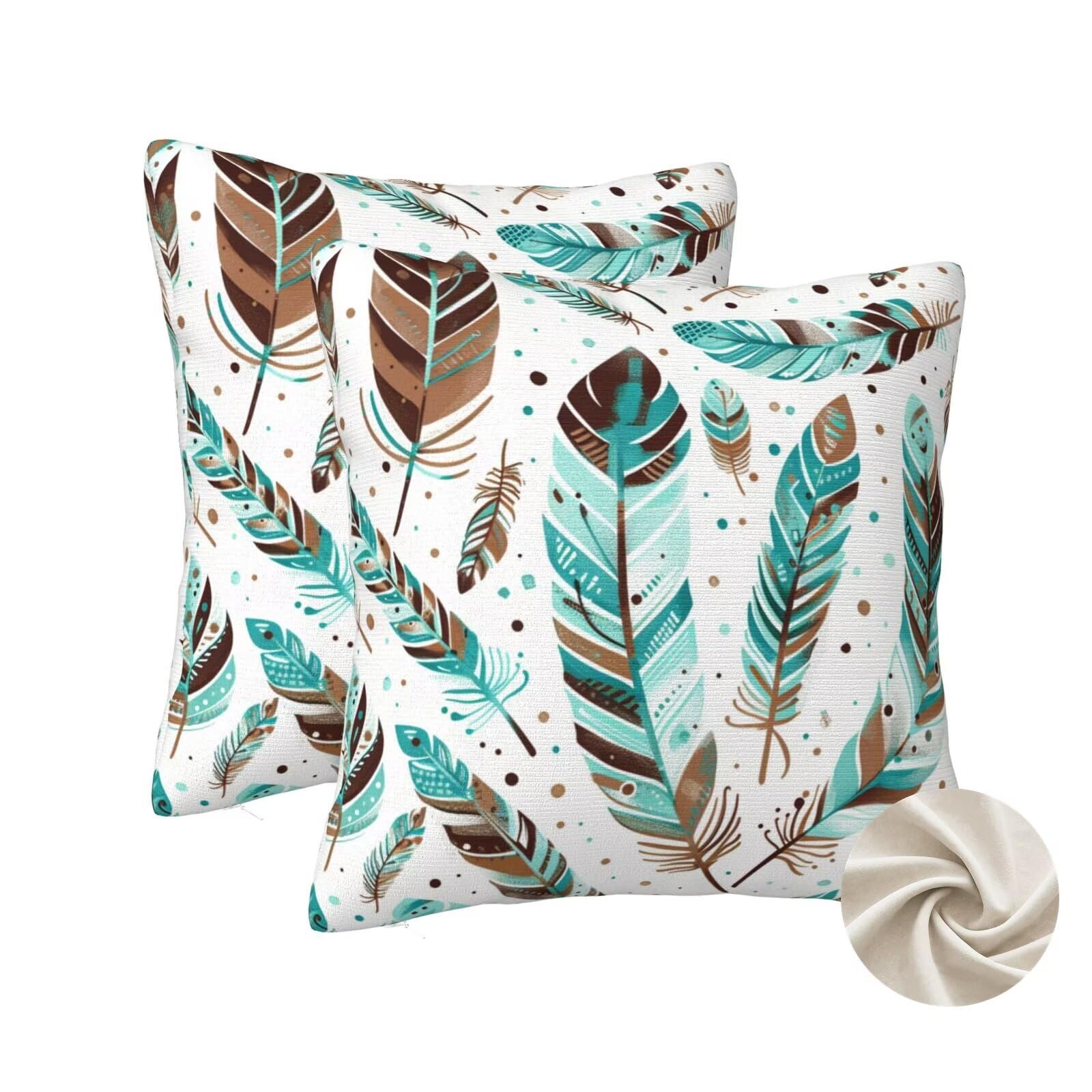 Douce housse de coussin plumes 70x70 vert au toucher velouté