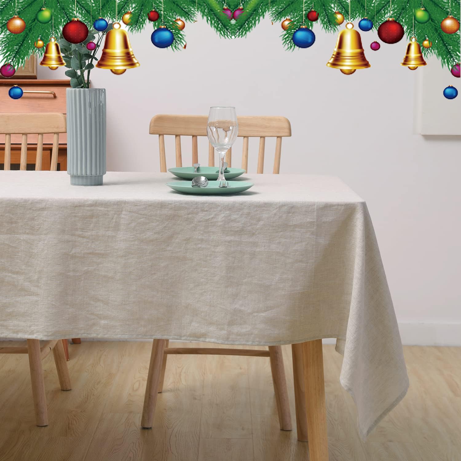 CHUFFED 100% Leinen Tischdecke Rechteckige Tischdecke-Hochwertige Leinen Stofftischdecke für Küchentisch und Esstisch, Natürliche Eleganz für Ihr Zuhause (Natur, 140 × 300 cm)