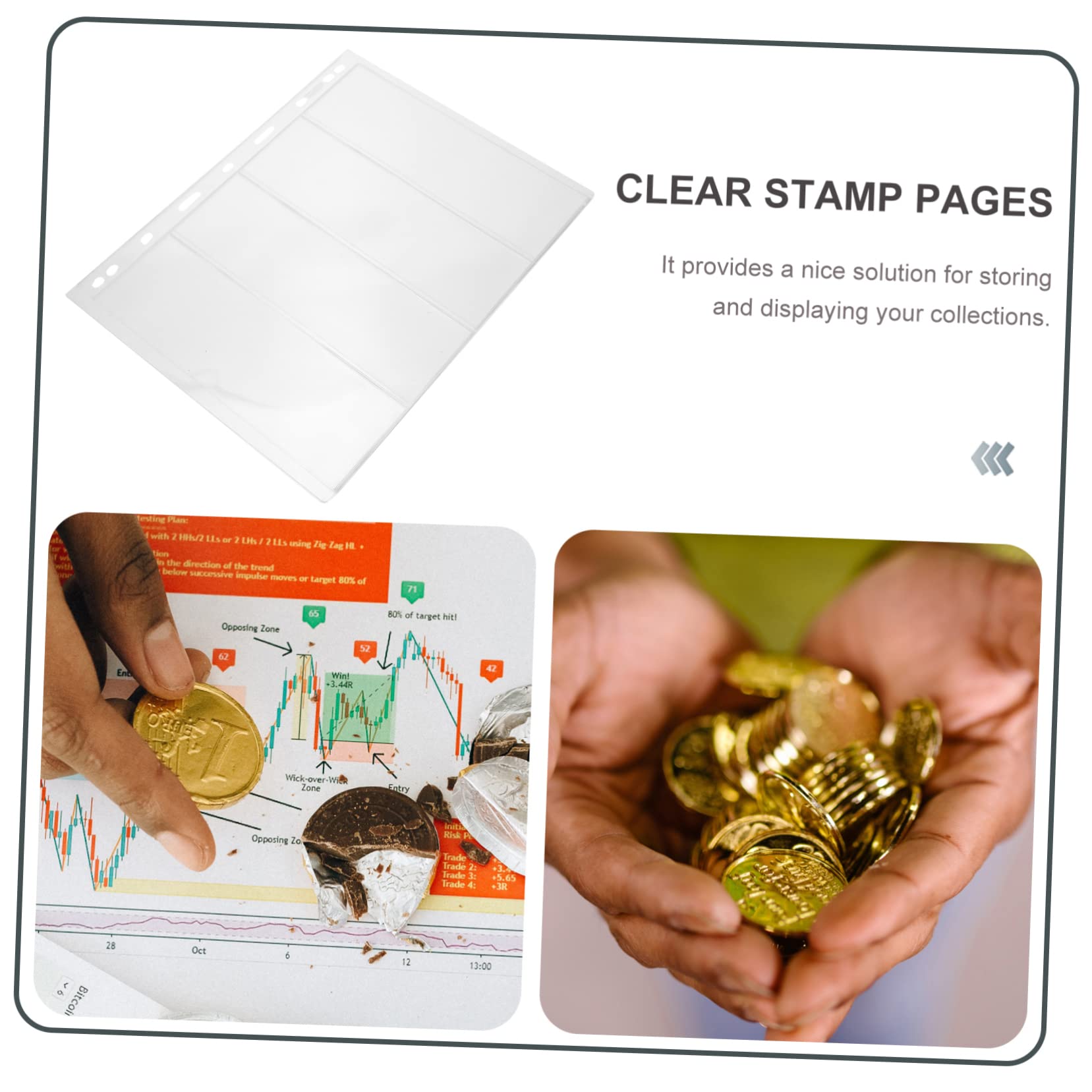 LALAFINA 2 Ensembles Pages Transparentes Pour Album De Timbres De Rangement Pour Collection De Timbres Et Monnaies Protection Compatible Avec Classeurs Cases Par Page 20 Feuilles*2